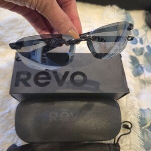 Revo Men's Sunglasses with Black Frames and Silver Lenses